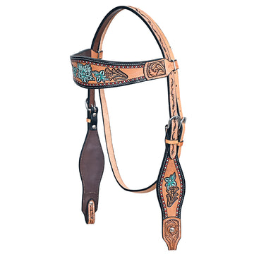 HILASON Western Horse Headstall Breast Collar Leather Tan